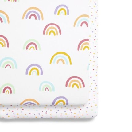 Snuz 2 Pack Crib Fitted Sheets Colour Rainbow - Crib Bedding & Sheets