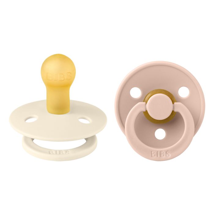 Bibs Pacifier Round Collection 2 Pack Size 2 Ivory/Blush – Pacifiers - Baby Travel