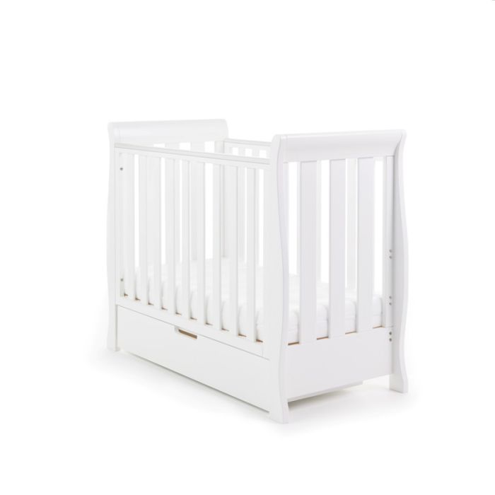 Obaby Stamford Space Saver Sleigh Cot White – Cots & Cot Beds - Baby Travel Obaby Stamford Space Saver Sleigh Cot White - Cots & Cot Beds - Image 1