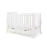 Obaby Stamford Luxe Sleigh Cot Bed White - Cots & Cot Beds