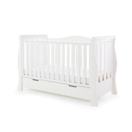 Obaby Stamford Luxe Sleigh Cot Bed White – Cots & Cot Beds - Baby Travel