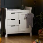 Obaby Stamford Sleigh Closed Changing Unit White - Nursery Drawers - Image 2