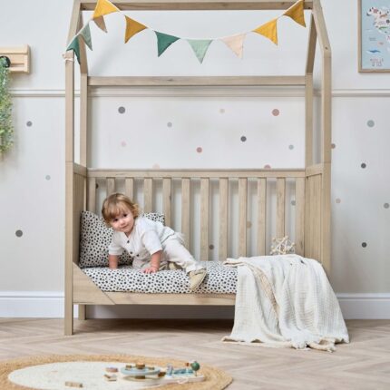 Tutti Bambini Casa Mini Cot Bed House Harvest Oak – Cots & Cot Beds - Baby Travel