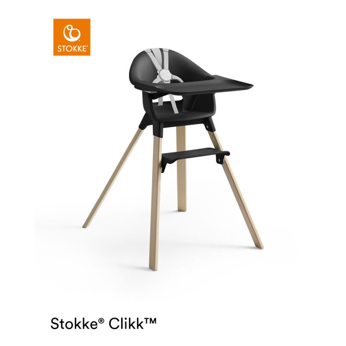 Stokke Clikk High Chair Black Natural Plus Free Cushion – Stokke High Chairs - Baby Travel