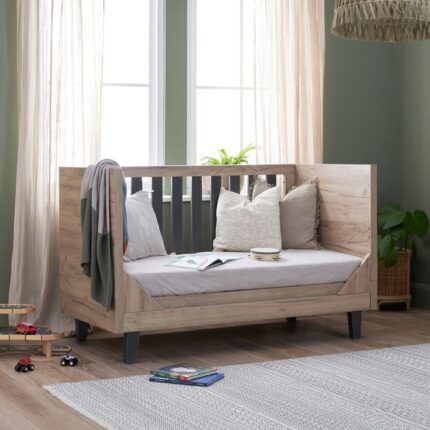 Tutti Bambini Como Cot Bed Distressed Oak/Slate Grey – Cots & Cot Beds - Baby Travel