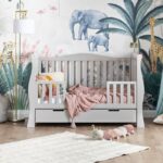 Obaby Stamford Luxe Sleigh Cot Bed Warm Grey - Cots & Cot Beds - Image 2