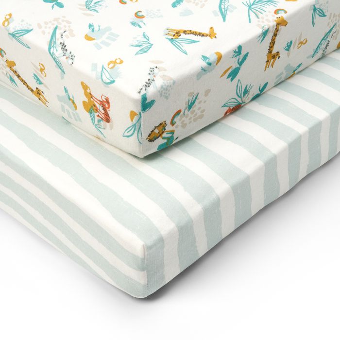 Tutti Bambini Cot Bed 2 Pack Fitted Sheets 140x70cm Run Wild – Cot and Bed Sheets - Baby Travel Tutti Bambini Cot Bed 2 Pack Fitted Sheets 140x70cm Run Wild - Cot and Bed Sheets - Image 1
