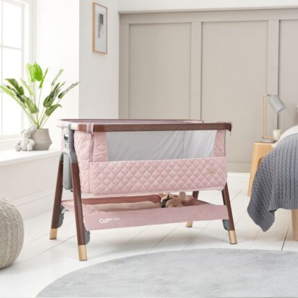 Tutti Bambini Cozee Luxe Bedside Crib Walnut/Blush – Cribs - Baby Travel