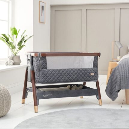Tutti Bambini Cozee Luxe Bedside Crib Walnut/Slate – Cribs - Baby Travel