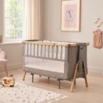 Tutti Bambini Cozee XL Bedside Crib & Cot Oak/Charcoal - Cribs - Image 2