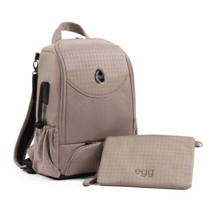 Egg 3 Toploader Backpack Houndstooth Almond – Pram Bags - Baby Travel