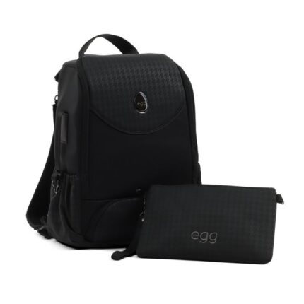 Egg 3 Toploader Backpack Houndstooth Black – Pram Bags - Baby Travel