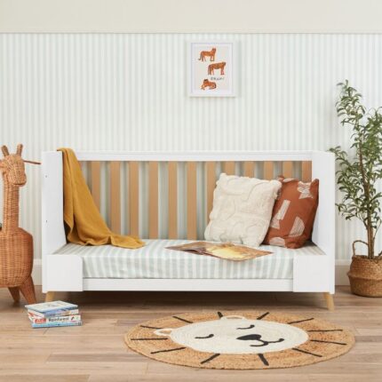 Tutti Bambini Fika Cot Bed White/Light Oak – Cots & Cot Beds - Baby Travel