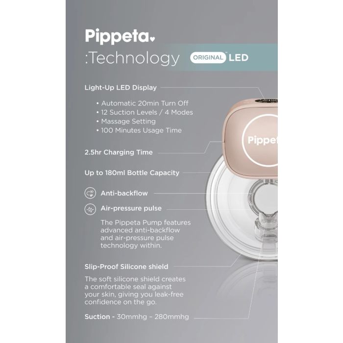 Pippeta LED Wearable Hands Free Breast Pump Ash Rose – Feeding Accessories - Baby Travel Pippeta LED Wearable Hands Free Breast Pump Ash Rose - Feeding Accessories - Image 3