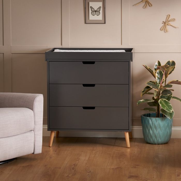 Obaby Maya Changing Unit Slate And Natural – Nursery Drawers - Baby Travel Obaby Maya Changing Unit Slate And Natural - Nursery Drawers - Image 2
