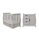 Obaby Stamford Mini Sleigh Cot 2 Piece Room Set Warm Grey - Furniture Sets