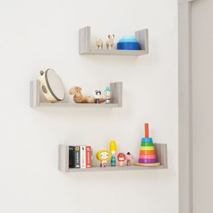 Tutti Bambini Modena Set Of Three U Shaped Wall Shelves Grey Ash – Furniture Accessories - Baby Travel