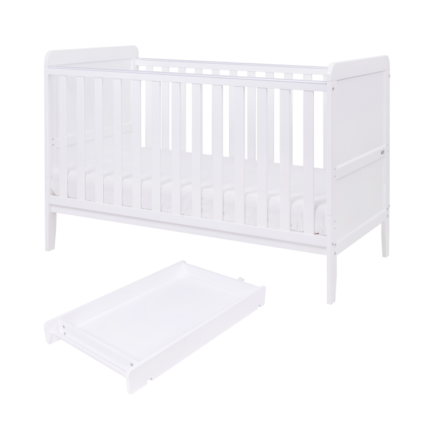 Tutti Bambini Rio Cot Bed With Cot Top Changer & Mattress White – Cots & Cot Beds - Baby Travel