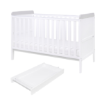 Tutti Bambini Rio Cot Bed With Cot Top Changer & Mattress White/Dove Grey - Cots & Cot Beds
