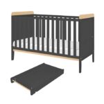 Tutti Bambini Hygge Cot Bed White/Light Oak – Cots & Cot Beds - Baby Travel Tutti Bambini Rio Cot Bed With Cot Top Changer & Mattress Slate Grey/Oak - Cots & Cot Beds