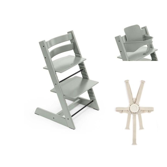 Stokke Tripp Trapp Chair, Baby Set2 & Harness2 Glacier Green – Wooden High Chairs - Baby Travel