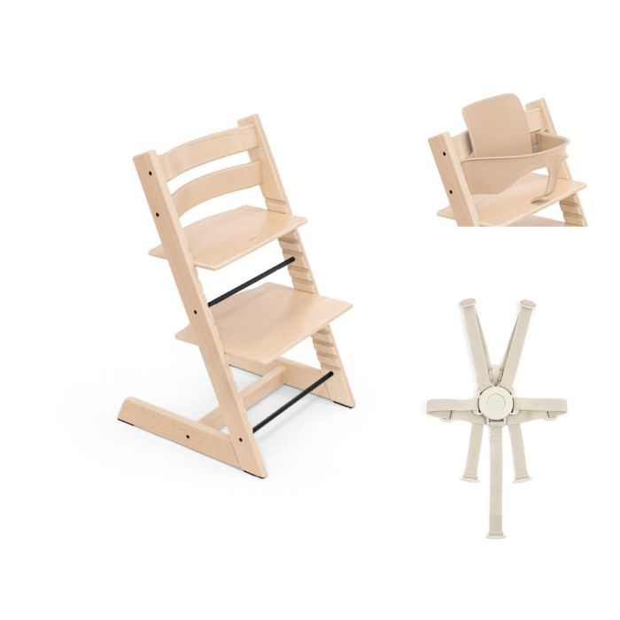 Stokke Tripp Trapp Chair, Baby Set2 & Harness2 Natural – Wooden High Chairs - Baby Travel
