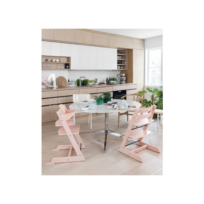 Stokke Tripp Trapp Chair Serene Pink Plus Free Baby Set2 – Stokke High Chairs - Baby Travel