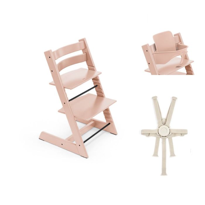Stokke Tripp Trapp Chair, Baby Set2 & Harness2 Serene Pink – Stokke High Chairs - Baby Travel