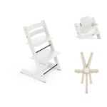 Stokke Tripp Trapp Chair, Baby Set2 & Harness2 White – Wooden High Chairs - Baby Travel Stokke Tripp Trapp Chair, Baby Set2 & Harness2 White - Wooden High Chairs