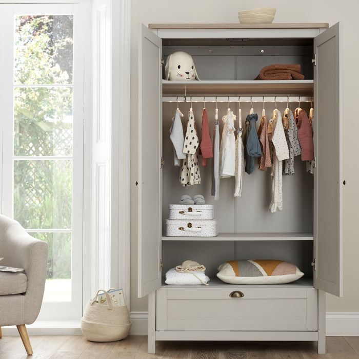 Tutti Bambini Verona Wardrobe Dove Grey/Oak – Wardrobes - Baby Travel Tutti Bambini Verona Wardrobe Dove Grey/Oak - Wardrobes - Image 2