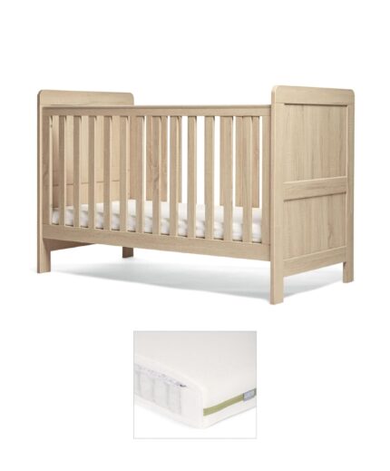 Atlas Cotbed & Premium Pocket Spring Mattress Bundle - Light Oak