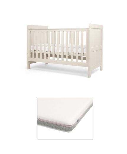 Atlas Cotbed with Luxury Hybrid Twin Cotbed Mattress - Stone