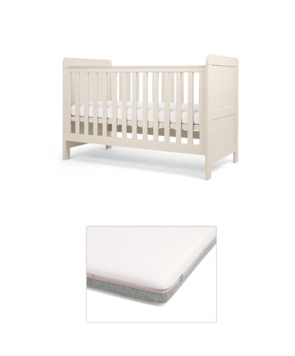 Atlas Cotbed with Luxury Hybrid Twin Cotbed Mattress - Stone