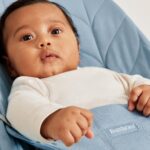 BabyBjörn Bliss Woven Petal Quilt Baby Bouncer - Blue