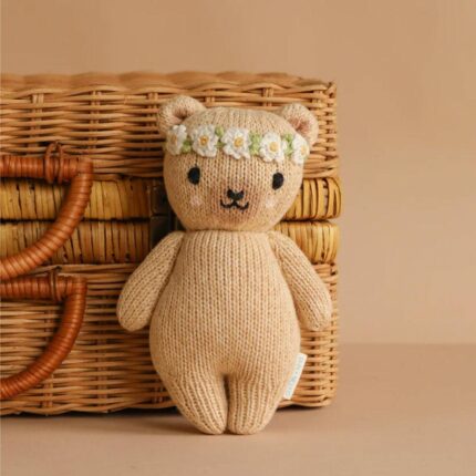 Cuddle + Kind Baby Animal - Baby Honey Bear - Floral Crown - Ivory