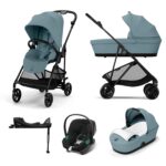 Cybex Melio Carbon 3-in-1 Travel System with Aton B2 Car Seat & Base - Stormy Blue