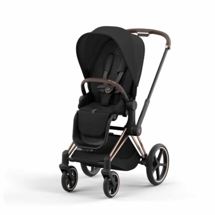 Cybex Priam 3-in-1 Travel System with Cloud T Car Seat & Base 12-Piece Bundle - Rose/Sepia Black