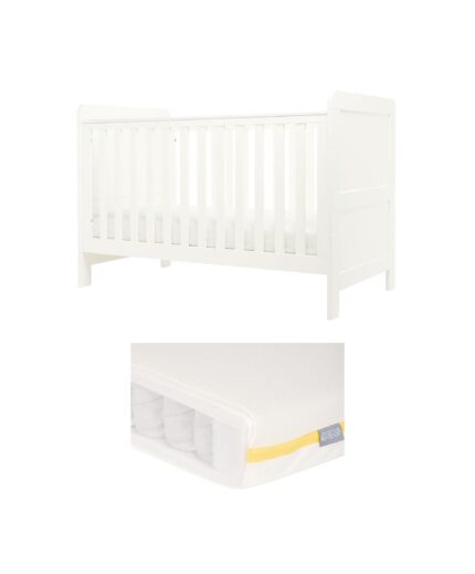 Hampden Cotbed & Essential Airflow Pocket Spring Mattress Bundle - White
