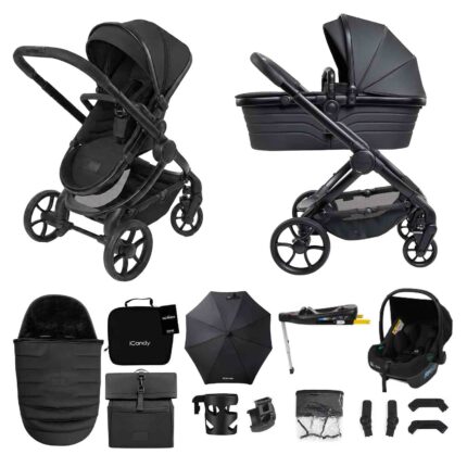 iCandy Peach 7 STUDIO Travel System with Safe Fit Car Seat & Base 13-Piece Bundle - Studio