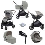 Joie Versatrax E Trio i-Snug Travel System with Ramble Carrycot & i-Base Encore - Pebble