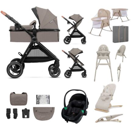 KinderKraft ESME PRO 3-in-1 Travel System 11-Piece Essential Bundle - Beige