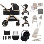 KinderKraft ESME PRO 3-in-1 Travel System 11-Piece Essential Bundle - Black