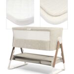 Lua Bedside Crib with Sheet & Mattress Protector Bundle - Fawn/Oatmeal