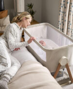 Lua Bedside Crib with Sheet & Mattress Protector Bundle - Fawn/Oatmeal