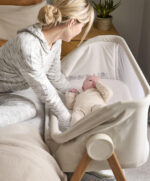Lua Bedside Crib with Sheet & Mattress Protector Bundle - Fawn/Oatmeal