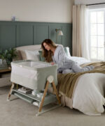 Lua Bedside Crib with Sheet & Mattress Protector Bundle - Sage/Cosmic Sky