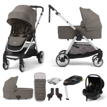 Mamas & Papas Flip XT2 Travel System with Carrycot , Safe Fit i-Size Car Seat, ISOFIX Base & Footmuff -Phantom