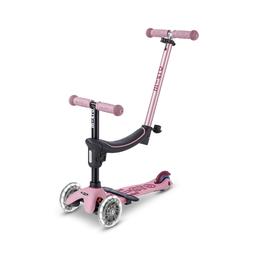 Micro Scooters Mini 2 Grow Deluxe LED Clip Seat V2 Scooter – Rose Pink - Baby Travel Micro Scooters Mini 2 Grow Deluxe LED Clip Seat V2 Scooter - Rose Pink