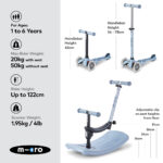 Micro Scooters Mini Deluxe LED Rock And Go Scooter - Soft Blue
