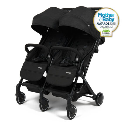 Puggle City Traveller Light Weight Compact Fold Twin Pushchair - Storm Black